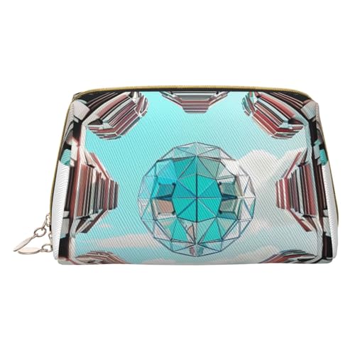 HCVXBSA Reise-Make-up-Tasche, Geschenk für Frauen, PVC-Leder-Kosmetiktasche, Kulturbeutel, tragbare breite offene Tasche, Reise-Kosmetiktasche mit Trennwand, Weiss/opulenter Garten, Einheitsgröße von HCVXBSA