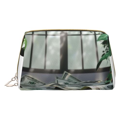 HCVXBSA Reise-Make-up-Tasche, Geschenk für Frauen, PVC-Leder-Kosmetiktasche, Kulturbeutel, tragbare breite offene Tasche, Reise-Kosmetiktasche mit Trennwand, Weiss/opulenter Garten, Einheitsgröße von HCVXBSA