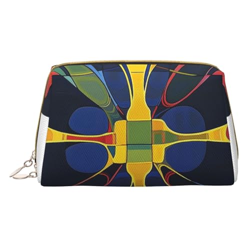 HCVXBSA Reise-Make-up-Tasche, Geschenk für Frauen, PVC-Leder-Kosmetiktasche, Kulturbeutel, tragbare breite offene Tasche, Reise-Kosmetiktasche mit Trennwand, Weiss/opulenter Garten, Einheitsgröße von HCVXBSA