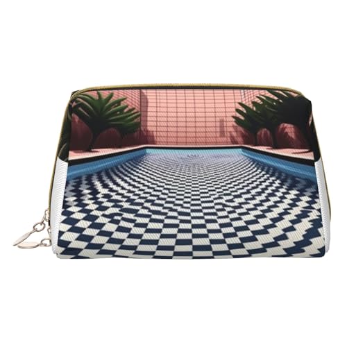 HCVXBSA Reise-Make-up-Tasche, Geschenk für Frauen, PVC-Leder-Kosmetiktasche, Kulturbeutel, tragbare breite offene Tasche, Reise-Kosmetiktasche mit Trennwand, Weiss/opulenter Garten, Einheitsgröße von HCVXBSA