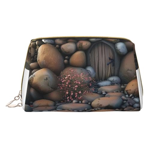 HCVXBSA Reise-Make-up-Tasche, Geschenk für Frauen, PVC-Leder-Kosmetiktasche, Kulturbeutel, tragbare breite offene Tasche, Reise-Kosmetiktasche mit Trennwand, Weiss/opulenter Garten, Einheitsgröße von HCVXBSA