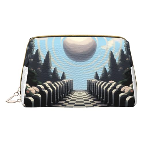 HCVXBSA Reise-Make-up-Tasche, Geschenk für Frauen, PVC-Leder-Kosmetiktasche, Kulturbeutel, tragbare breite offene Tasche, Reise-Kosmetiktasche mit Trennwand, Weiss/opulenter Garten, Einheitsgröße von HCVXBSA