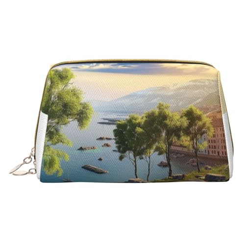 HCVXBSA Reise-Make-up-Tasche, Geschenk für Frauen, PVC-Leder-Kosmetiktasche, Kulturbeutel, tragbare breite offene Tasche, Reise-Kosmetiktasche mit Trennwand, Weiss/opulenter Garten, Einheitsgröße von HCVXBSA