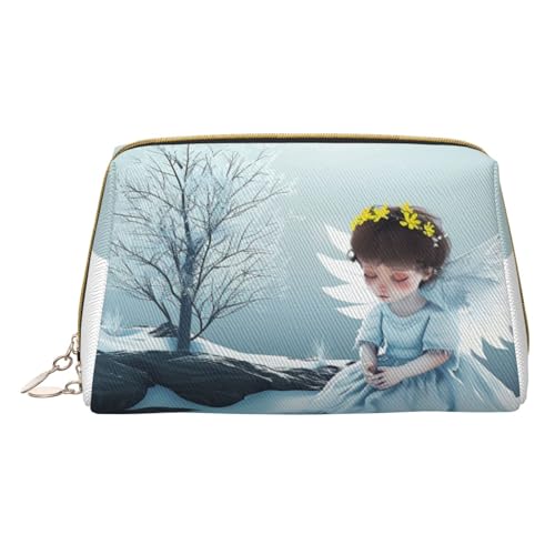 HCVXBSA Reise-Make-up-Tasche, Geschenk für Frauen, PVC-Leder-Kosmetiktasche, Kulturbeutel, tragbare breite offene Tasche, Reise-Kosmetiktasche mit Trennwand, Weiss/opulenter Garten, Einheitsgröße von HCVXBSA