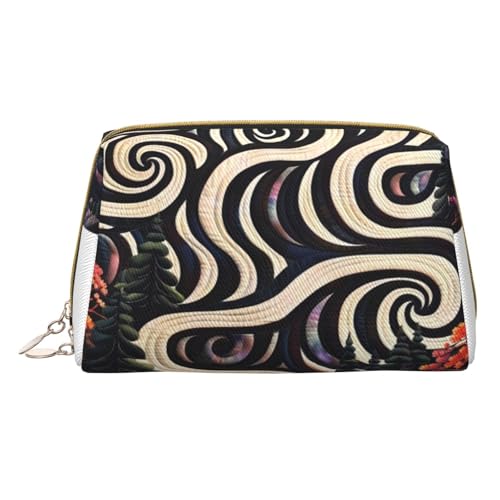 HCVXBSA Reise-Make-up-Tasche, Geschenk für Frauen, PVC-Leder-Kosmetiktasche, Kulturbeutel, tragbare breite offene Tasche, Reise-Kosmetiktasche mit Trennwand, Weiss/opulenter Garten, Einheitsgröße von HCVXBSA