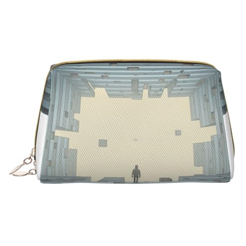 HCVXBSA Reise-Make-up-Tasche, Geschenk für Frauen, PVC-Leder-Kosmetiktasche, Kulturbeutel, tragbare breite offene Tasche, Reise-Kosmetiktasche mit Trennwand, Weiss/opulenter Garten, Einheitsgröße von HCVXBSA