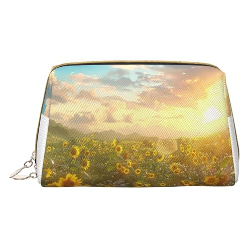 HCVXBSA Reise-Make-up-Tasche, Geschenk für Frauen, PVC-Leder-Kosmetiktasche, Kulturbeutel, tragbare breite offene Tasche, Reise-Kosmetiktasche mit Trennwand, Weiss/opulenter Garten, Einheitsgröße von HCVXBSA