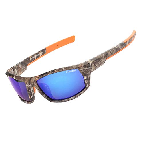 Y.C Polarisierte Sonnenbrille für Männer Frauen Camo Rahmen Angeln Sportbrille Outdoor Jagd UV-Schutz Sonnenbrille, Camouflage-Rahmen/blaue Linse, M von HCYCFY