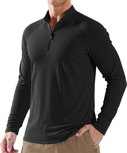 HCYXMFC Herren-Laufshirt, langärmelig, leicht, Viertelreißverschluss, schnelltrocknend, feuchtigkeitsableitend, athletisches Workout-Shirt, Schwarz, Klein HCYXMFC Herren-Laufshirt, langärmelig, leicht, Viertelreißverschluss, schnelltrocknend, feuchtigkeitsableitend, athletisches Workout-Shirt, Schwarz, Klein von HCYXMFC