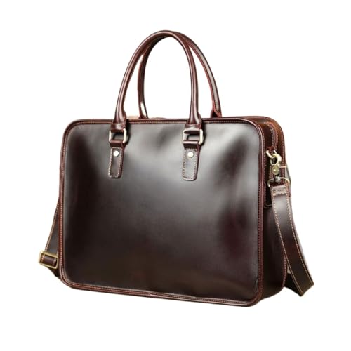 HDAccessory 15 Zoll Business Handtaschen Aktentaschen Herren Messenger Schultertaschen Laptoptaschen Leder Tragetaschen(Brown) von HDAccessory