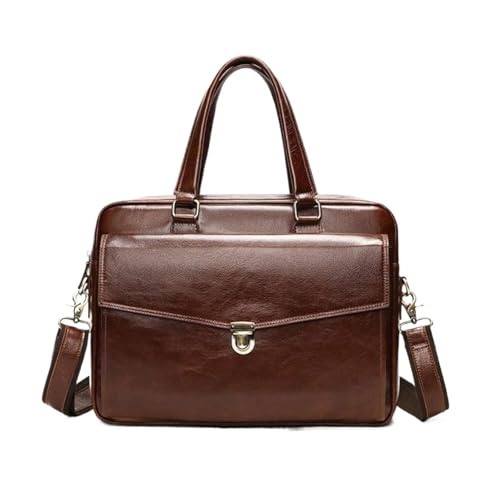 HDAccessory Herren Business Aktentaschen Messenger Schultertaschen Echtes Leder Laptop Taschen Tragetaschen Handtaschen(Brown) von HDAccessory