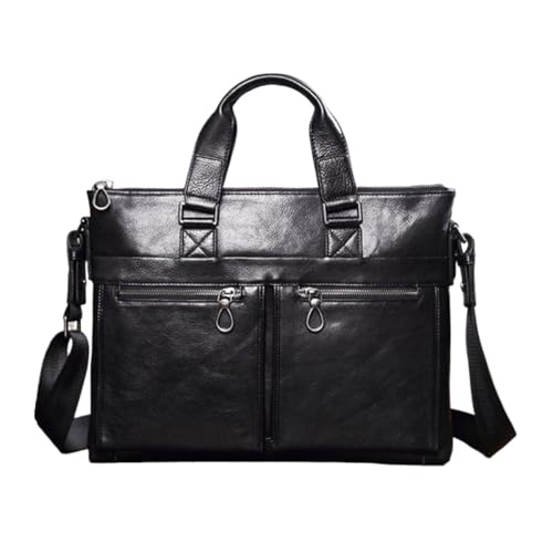HDAccessory Herren Business Handtaschen Aktentaschen Messenger Schultertaschen Leder Laptop Taschen Gepäck Tragetaschen(Black) von HDAccessory