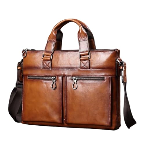HDAccessory Herren Business Handtaschen Aktentaschen Messenger Schultertaschen Leder Laptop Taschen Gepäck Tragetaschen(Yellow) von HDAccessory