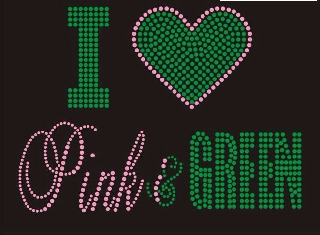 Ich Liebe Pink & Grün Aka Strass Verzierte Bling T-Shirt Ich Liebe Pink & Grün Aka Strass Verzierte Bling T-Shirt von HDBLING