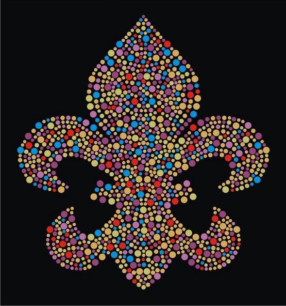 Multicolor Fleur De Lis Strass Bling Verzierte T-Shirt Multicolor Fleur De Lis Strass Bling Verzierte T-Shirt von HDBLING