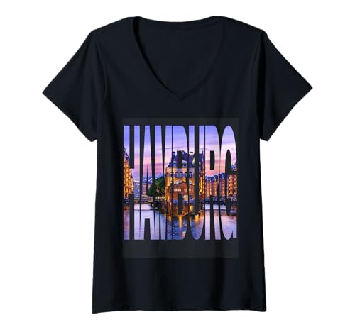 Damen Hamburg Speicherstadt T-Shirt mit V-Ausschnitt Damen Hamburg Speicherstadt T-Shirt mit V-Ausschnitt von HDC - Hamburg Design Collection