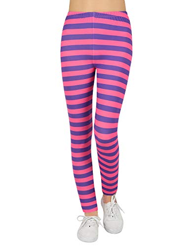 HDE Mädchen Leggings Gr. Small / 6/6X, Purple and Pink Cheshire Stripes von HDE