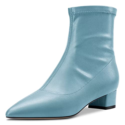 HDEUOLM Damen Chunky Blockabsatz Niedrige Absatz Heel Geschlossene Spitze Zehenkappe Stiefeletten 3.5 CM Heels Slip-on Klassisch Dress Reißverschluss Schuhe Blau Matt A 37 EU HDEUOLM Damen Chunky Blockabsatz Niedrige Absatz Heel Geschlossene Spitze Zehenkappe Stiefeletten 3.5 CM Heels Slip-on Klassisch Dress Reißverschluss Schuhe Blau Matt A 37 EU von HDEUOLM