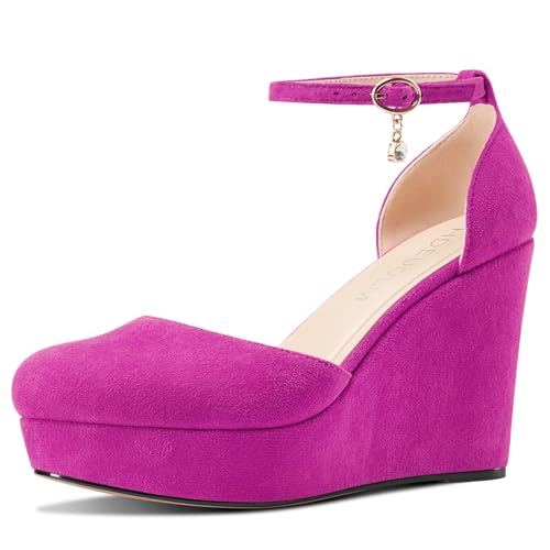 HDEUOLM Damen Keilabsatz Plateau Plattform Absatz Heel Runde Zehenkappe Pumps Knöchelriemen Two-Piece Lässig Klassisch 10 cm Heels Fuchsia 38 EU HDEUOLM Damen Keilabsatz Plateau Plattform Absatz Heel Runde Zehenkappe Pumps Knöchelriemen Two-Piece Lässig Klassisch 10 cm Heels Fuchsia 38 EU von HDEUOLM