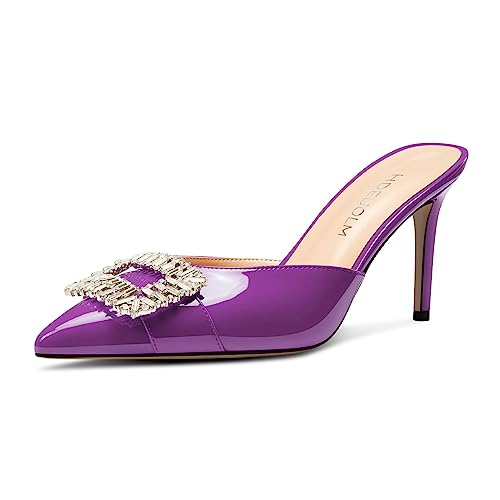 HDEUOLM Damen Mittlerem Absatz Heel Spitze Zehenkappe Sandalen Slingback Slip-on Diamant Kristall Lässig Klassisch Sommer Pantoletten Schuhe Tiefviolett 45 EU HDEUOLM Damen Mittlerem Absatz Heel Spitze Zehenkappe Sandalen Slingback Slip-on Diamant Kristall Lässig Klassisch Sommer Pantoletten Schuhe Tiefviolett 45 EU von HDEUOLM
