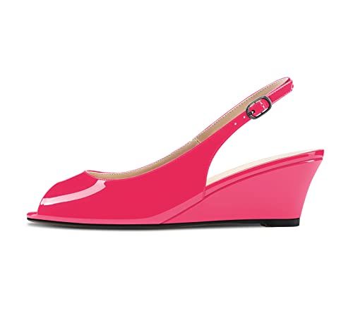 HDEUOLM Damen Mittlerem Keilabsatz Absatz Heel Peep Open Zehenkappe Sandalen Knöchelriemen Slingback Slip-on Schnalle Party Klassisch Schuhe 5 CM Heels Rosa Lackleder 39 EU HDEUOLM Damen Mittlerem Keilabsatz Absatz Heel Peep Open Zehenkappe Sandalen Knöchelriemen Slingback Slip-on Schnalle Party Klassisch Schuhe 5 CM Heels Rosa Lackleder 39 EU von HDEUOLM