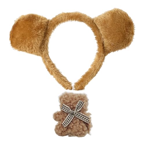 1 Braunbär-Haarband Und 1 Bären-Haarnadel, Süßes Plüsch-Haarband, Tier-Rollenspiel-Haarschmuck, Performance-Requisiten von HDGSAFD