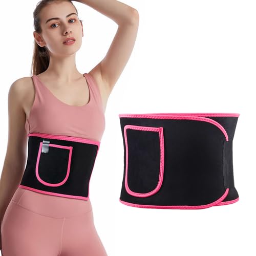 Taillen-Trainingsgürtel für Damen und Herren - Fitnessstudio-Taillentrainer, Bauchgürtel, Fitnessgeräte-Zubehör, Taillenformungsgürtel (Rosa) von HDGSAFD