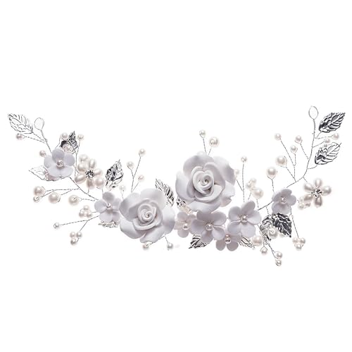1 Stück Weißer Blumenblatt-Kopfschmuck, Blumen-Haarschmuck, Blumenblatt-Haarspange, Damen-Haarspange, Damen-Blumen-Haarspange, Modische Party-Haar-Accessoires von HDGSAFD