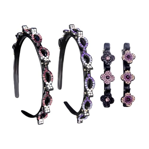 2 Stück Strass-Haarbänder, 2 Stück Strass-Haarnadeln, Damen-Haar-Accessoires, Pony-Clips, Modische Haarnadeln, Haar-Styling-Hilfsmittel von HDGSAFD