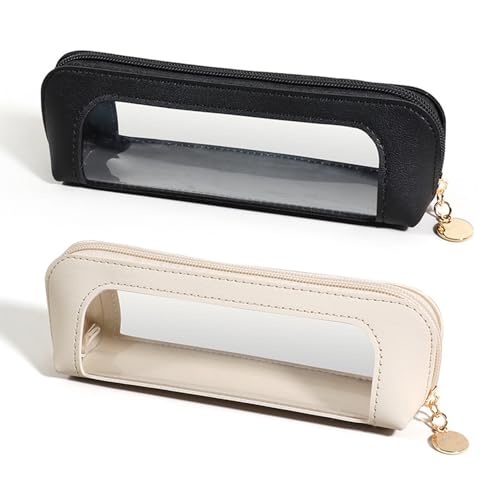 2-Teiliger Stiftbeutelbeutel, Pu-Erstiftbeutel, Wasserdichte Transparente Bleistiftbeutel, Tragbarer Bleistiftbeutel, Multifunktions-Aufbewahrungsbeutel. von HDGSAFD