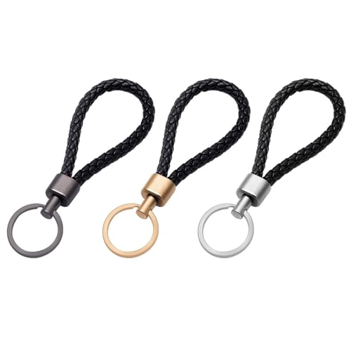 3 Stücke Geflochtener Erseilschlüsselring, Klassischer Stilvoller Autoschlüsselring, Langlebiger Schlüsselring, Wiederverwendbarer Erschlüsselring, Schlüsselzubehör. von HDGSAFD