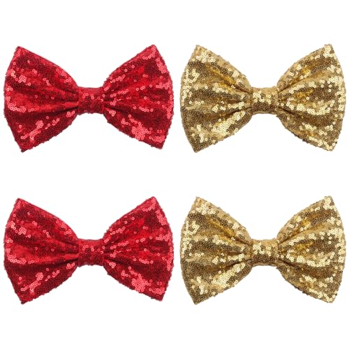 4 Stück Pailletten-Haarspangen, Kinder-Schleifen-Haarspangen, Süße Mädchen-Haarspangen, Glänzende Schleifen-Haarspangen, Bekleidungszubehör von HDGSAFD