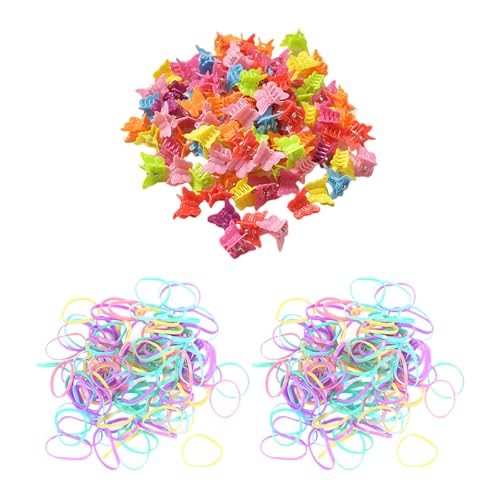 50 Stück Mini-Schmetterlings-Haarspangen Und 100 Stück Gummibänder, Süße Haarspangen, Kinder-Haarschmuck, Haarschmuck von HDGSAFD