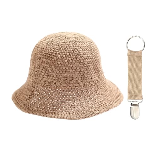 HDGSAFD 1 Stück Frauenhut Und 1 Hutclip, Strickhut, Strandhut, Einfacher Und Vielseitiger Sonnenhut. von HDGSAFD