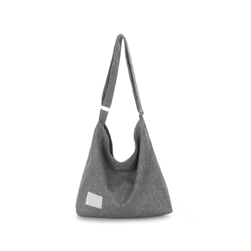HDGSAFD 1 Stück Graue Canvas-Tasche, Damen-Umhängetasche, Handtasche Mit Großem Fassungsvermögen, Sport-Umhängetasche, Geeignet Für Arbeit, Schule, Reisen, Einkaufen von HDGSAFD