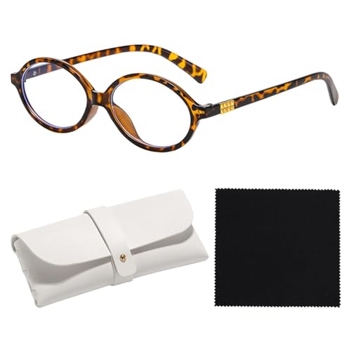 HDGSAFD 1-Teilige Gläser, 1-Stück-Brille, 1 Stück Gläsertuch, Ovale Nerdgläser, Retro-Modegläser, Frauen-Blau-Lichtglässe. von HDGSAFD