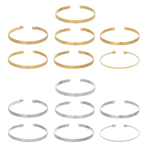 HDGSAFD 14 Stück Armbänder, Modische Retro-Armbänder, Damenarmbänder, Stapelbare Armbänder, Offene Verstellbare Armbänder von HDGSAFD