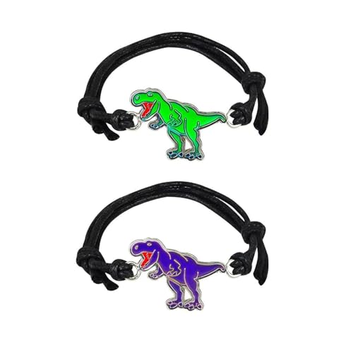 HDGSAFD 2 Dinosaurier -Armbänder, Kinderarmbänder, Farbwechsel Abgestimmte Armbänder, Freundschaftsarmbänder, Verstellbare Armbänder, Dinosaurierschmuck Für Jungen Und Mädchen von HDGSAFD