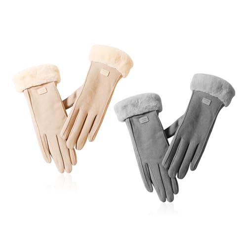 HDGSAFD 2 Paar Damen Warme Handschuhe, Kälte- Und Winddichte Handschuhe, Fahrradhandschuhe, Fleece-Handschuhe, Modische Handschuhe von HDGSAFD