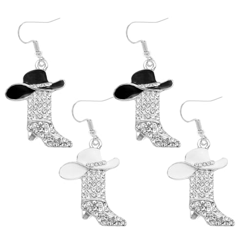 HDGSAFD 2 Paar Stiefel Anhänger Ohrringe, Cowboy Mädchen Zirkon Ohrringe, Mode Persönlichkeit Ohrringe, Western Cowboy Stil, Country Musik Konzert Party Tragen. von HDGSAFD