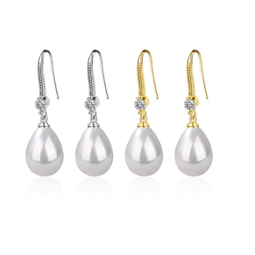 HDGSAFD 2 Paar Tropfenohrringe, Damenperlenohrringe, Anhängerohrringe, Klassische Modeohrringe, Kleidungsohrringe von HDGSAFD