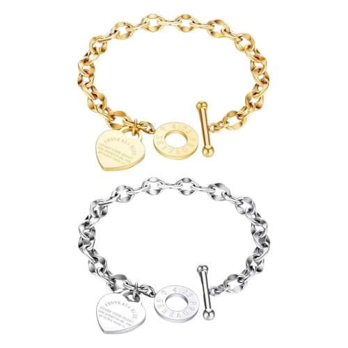 HDGSAFD 2 Stück Liebesarmbänder, Titanstahlarmbänder, Personalisierter Damenschmuck, Modische Und Exquisite Ketten, Anhängerarmbänder von HDGSAFD
