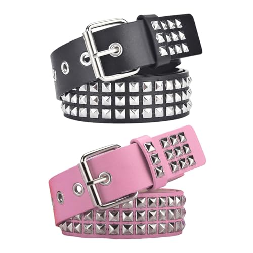 HDGSAFD 2 Stück Punkgürtel, Modegürtel, Dekorative Gürtel Für Kleidung, Pu-Ergürtel, Retro-Gürtel von HDGSAFD