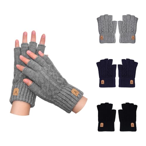 HDGSAFD 3 Paar Fingerlose Handschuhe, Warme Handschuhe, Einfache Handschuhe, Modische Strickhandschuhe, Fahrradhandschuhe, Tragbare Handschuhe von HDGSAFD