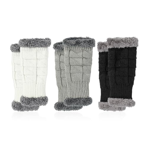 HDGSAFD 3 Paar Strickhandschuhe, Fleece-Thermohandschuhe, Winter-Thermobedarf, Fingerlose Handschuhe von HDGSAFD