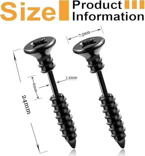 HDGSAFD 4 Paar Schraubenohrringe, Trendige Persönlichkeitsohrringe, Punkschmuck Aus Edelstahl, Modische Kleidung Und Match. von HDGSAFD