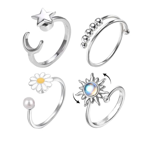 HDGSAFD 4 Stück Offene Metallringe, Verstellbare Ringe, Kreative Styling-Ringe, Modische Und Einfache Ringe von HDGSAFD