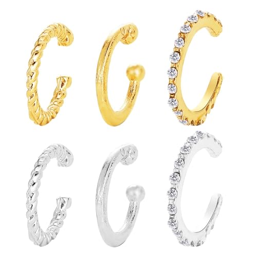 HDGSAFD 6 Stück Ohrknochenclips, Exquisite Ohrclips Für Frauen, Kein Durchstechen Von C-Förmigen Ohrringen Erforderlich, Personalisierte Modische Ohrclips, Metallohrringe von HDGSAFD
