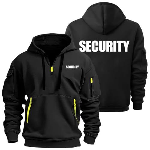 Herren Hoodies Pullover Sweatshirt for Security Print Pullover Mit Tasche Hooded Mit Halbem Reißverschluss Sportbekleidung Langärmlige Sportjacke-Black||l von HDOEHLXF
