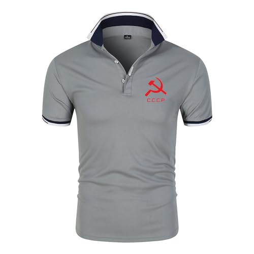 Herren Kurzarm T-Shirt CCCP Print Modisches Poloshirt Mit Halben Ärmeln Sommerpullover Tennis T-Shirt Teenager-Gray||x_l von HDOEHLXF